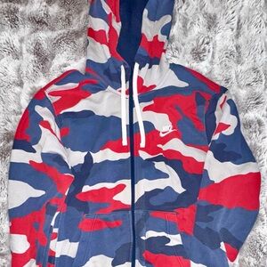 Nike red white and blue camo zip up hoodie
